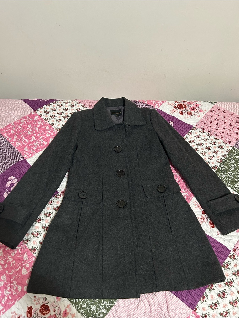 Poetry Charcoal Gray Pea Coat with Button Front